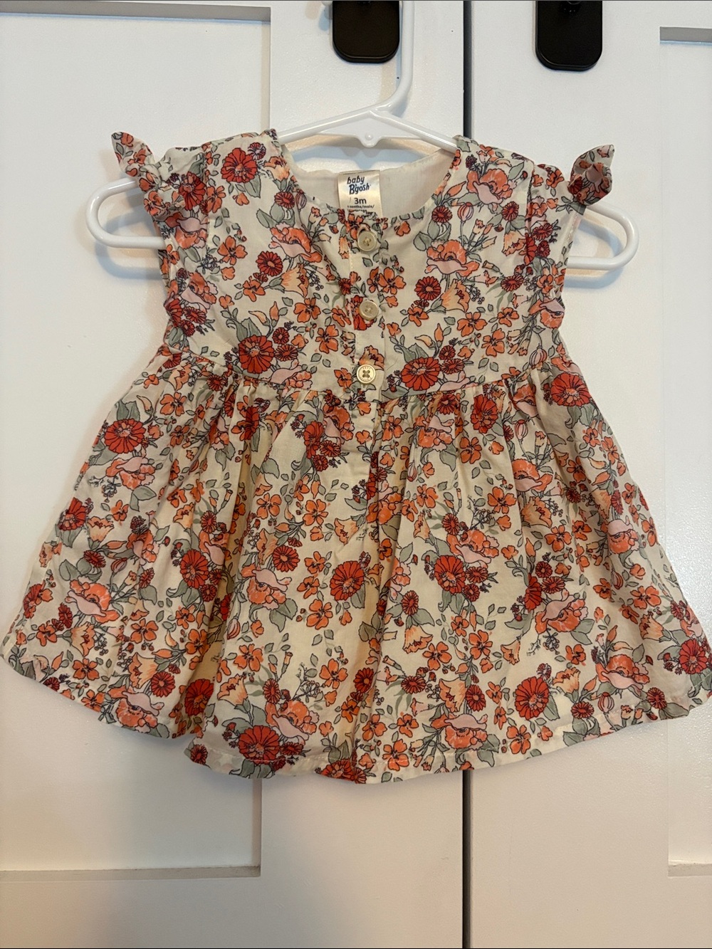 OshKosh B'gosh Cream Top with Coral and Rust Floral Print